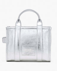 The Metallic Leather Small Tote Bag Metallic Silver - Marc Jacobs