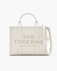 The Leather Medium Tote Bag Cotton/Silver - Marc Jacobs