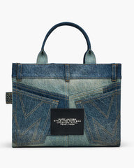 The Deconstructed Denim Medium Tote Bag Indigo Multi - Marc Jacobs