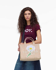 The Daisy Script Canvas Medium Tote Bag Cloud White Multi - Marc Jacobs