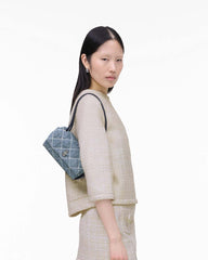 The Quilted Denim Mini Dual Shoulder Bag Light Wash Indigo - Marc Jacobs