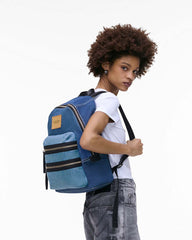 The Biker Colorblock Denim Large Backpack Indigo Multi - Marc Jacobs