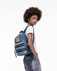 The Biker Colorblock Denim Medium Backpack Indigo Multi - Marc Jacobs