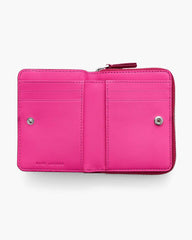 The Leather Mini Compact Wallet Raspberry Pink - Marc Jacobs