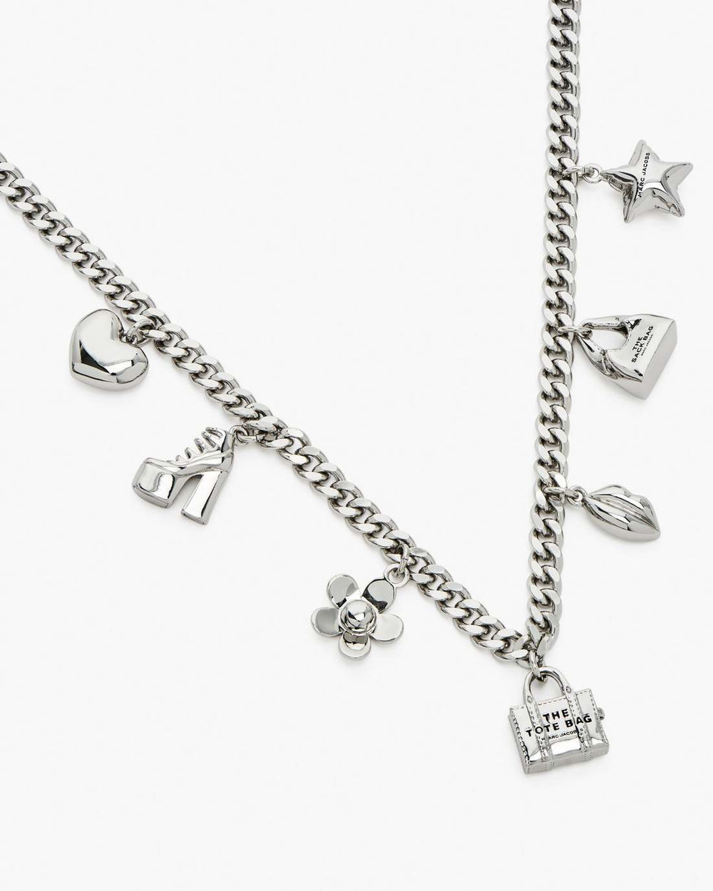 The Mini Icon Charm Necklace Light Antique Silver - Marc Jacobs