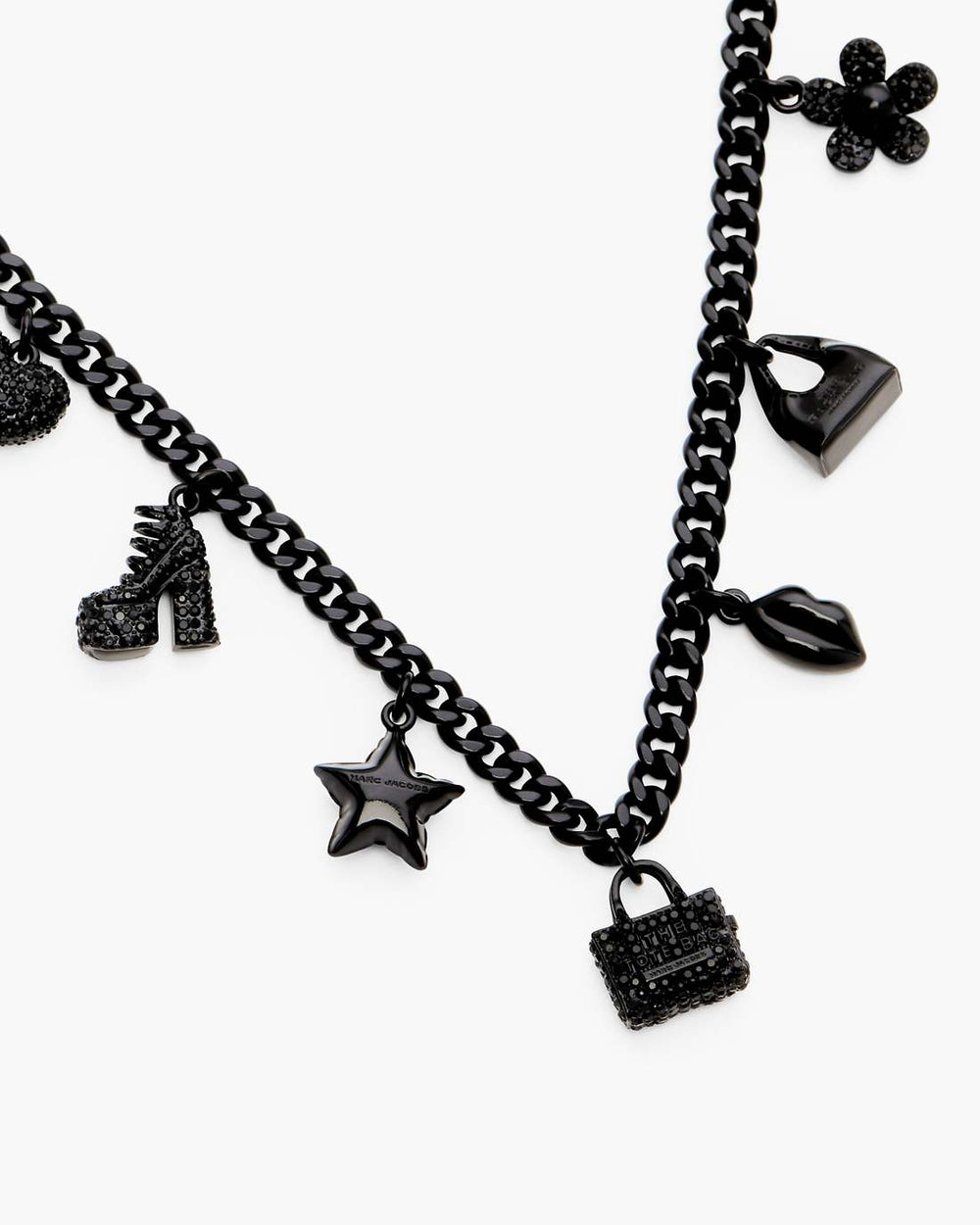 Mini Icon Pave Charm Necklace Black/Black Crystal - Marc Jacobs