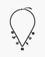 Mini Icon Pave Charm Necklace Black/Black Crystal - Marc Jacobs