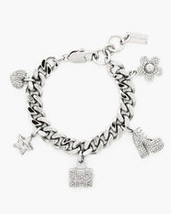 The Pave Mini Icon Charm Bracelet Silver/Crystal - Marc Jacobs
