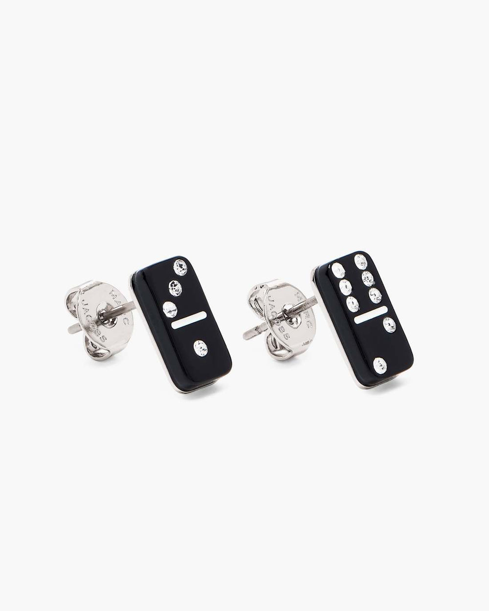 The Domino Stud Earrings Silver/Black - Marc Jacobs
