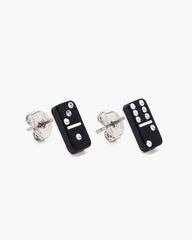 The Domino Stud Earrings Silver/Black - Marc Jacobs
