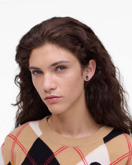 The Domino Stud Earrings Silver/Black - Marc Jacobs