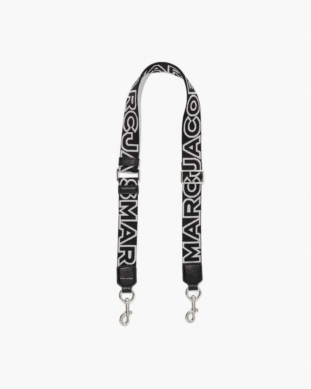 The Thin Outline Logo Webbing Strap Black/Silver - Marc Jacobs