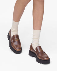 The Distressed Leather Frankie Loafer Ebony - Marc Jacobs