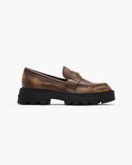 The Distressed Leather Frankie Loafer Ebony - Marc Jacobs