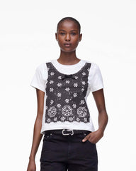 Trompe L'Oeil Eyelet Slim Tee White Multi - Marc Jacobs