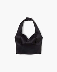 Sculpted Satin Halter Top Black - Marc Jacobs