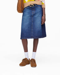 Two Tone Shadow Denim Skirt Dark Slub Indigo - Marc Jacobs