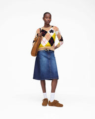 Two Tone Shadow Denim Skirt Dark Slub Indigo - Marc Jacobs