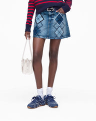 Argyle Patchwork Mini Skirt Bright Indigo - Marc Jacobs