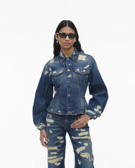 The Rip And Repair Fluted Denim Jacket Punk Indigo - Marc Jacobs