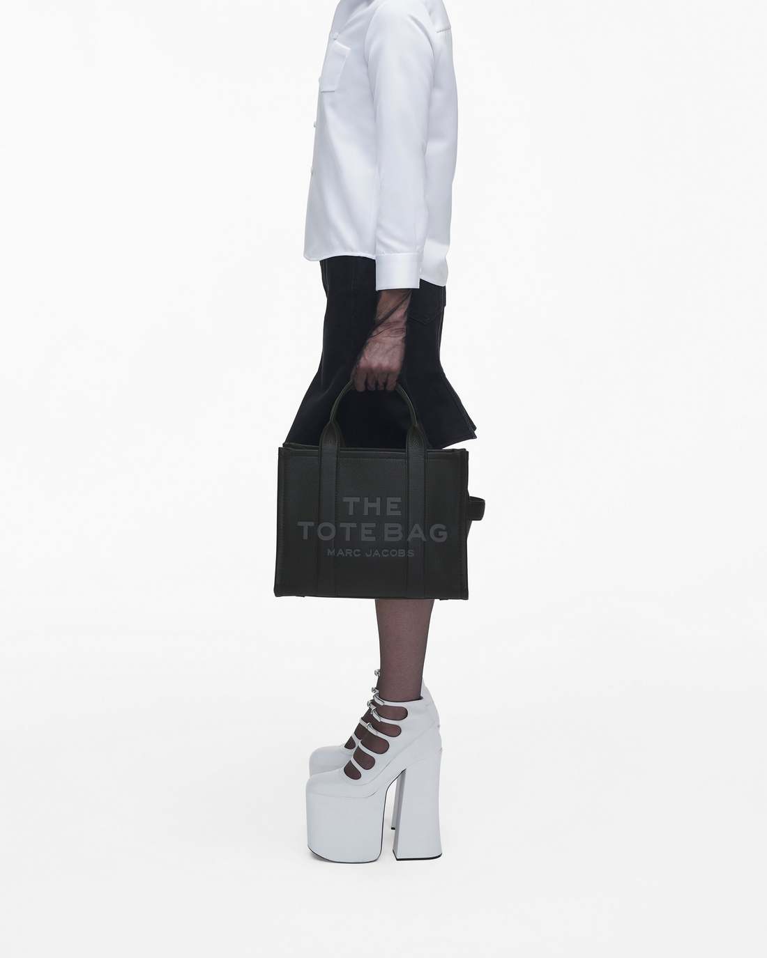 The Leather Medium Tote Bag Black - Marc Jacobs