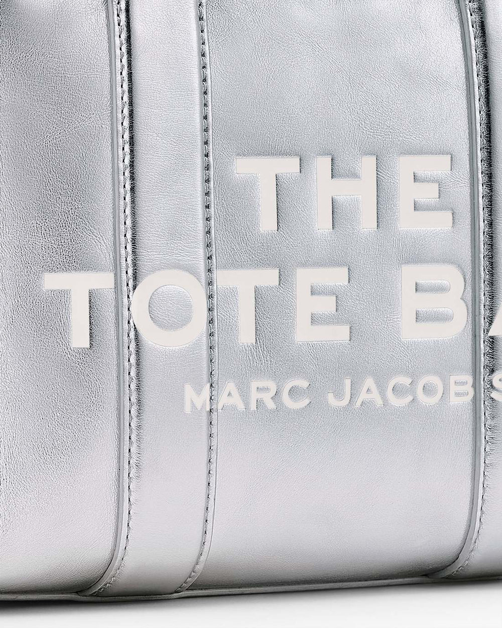 The Metallic Leather Small Tote Bag Metallic Silver - Marc Jacobs
