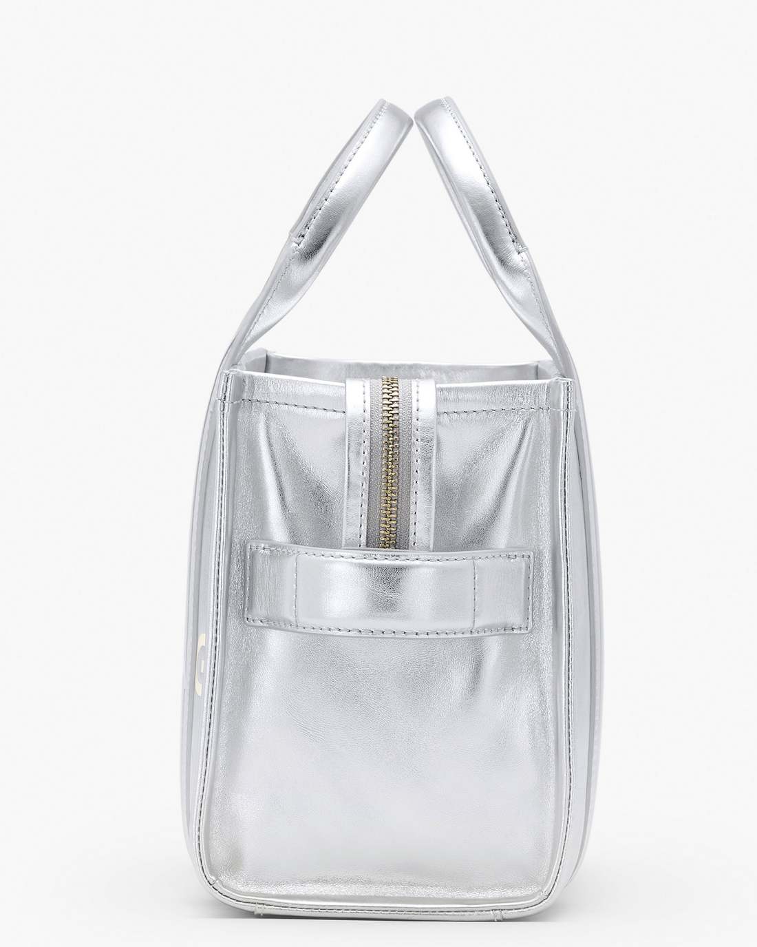 The Metallic Leather Small Tote Bag Metallic Silver - Marc Jacobs