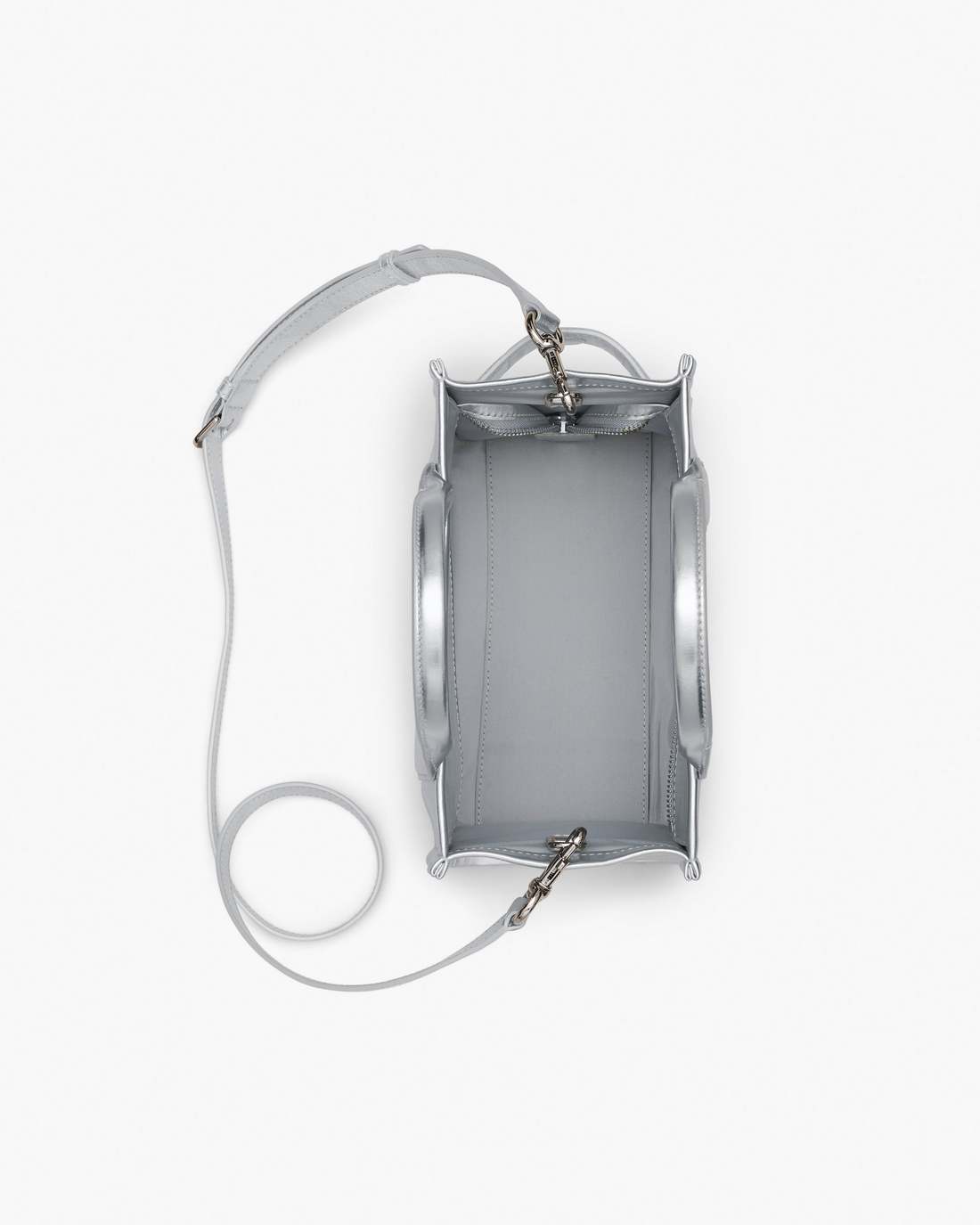 The Metallic Leather Small Tote Bag Metallic Silver - Marc Jacobs