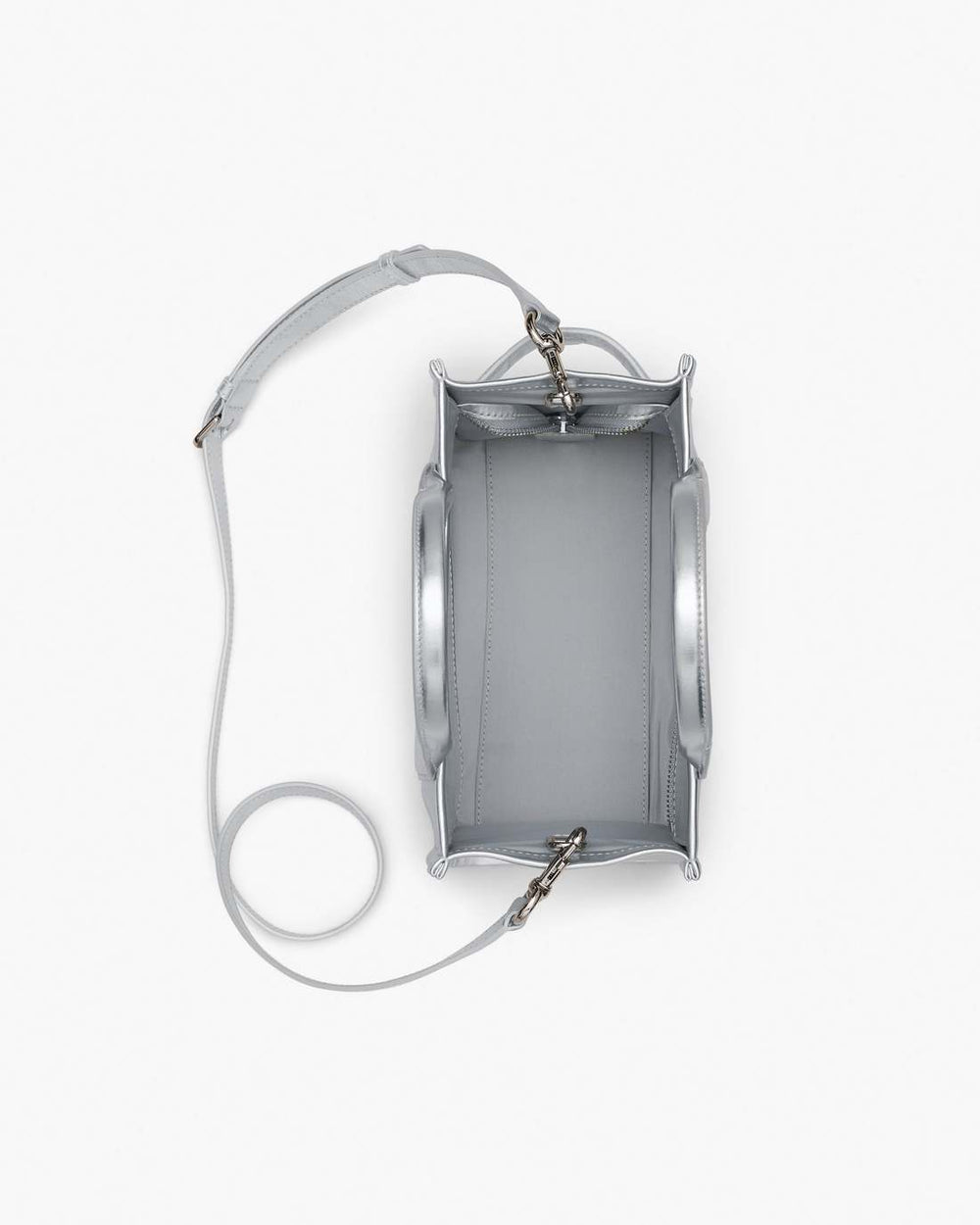 The Metallic Leather Small Tote Bag Metallic Silver - Marc Jacobs