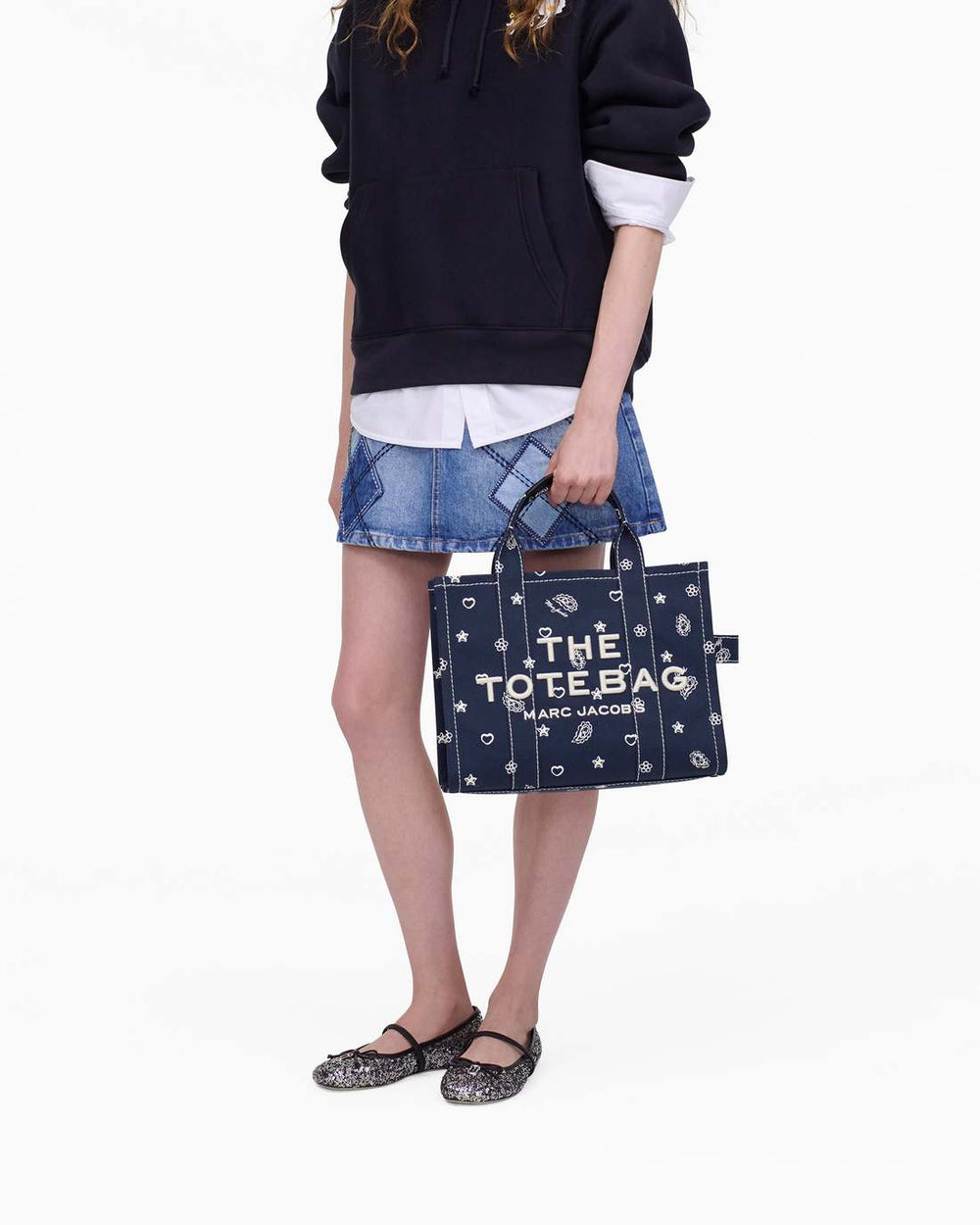 The Bandana Canvas Medium Tote Bag Navy Multi - Marc Jacobs
