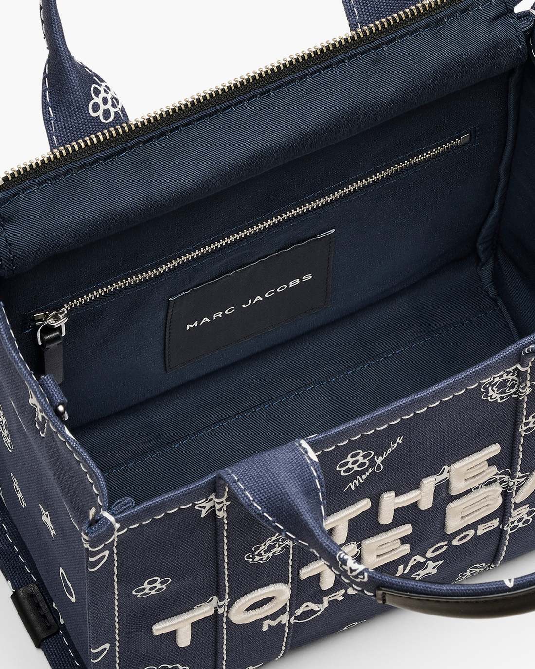 The Bandana Canvas Small Tote Bag Navy Multi - Marc Jacobs