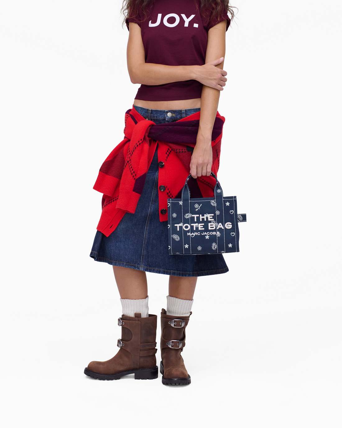 The Bandana Canvas Small Tote Bag Navy Multi - Marc Jacobs