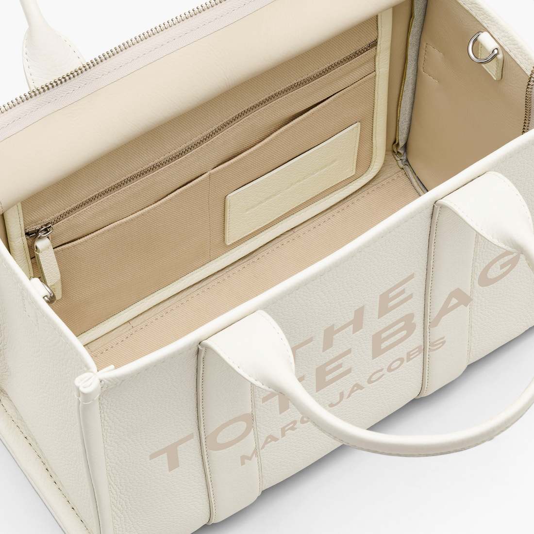 The Leather Medium Tote Bag Cotton/Silver - Marc Jacobs