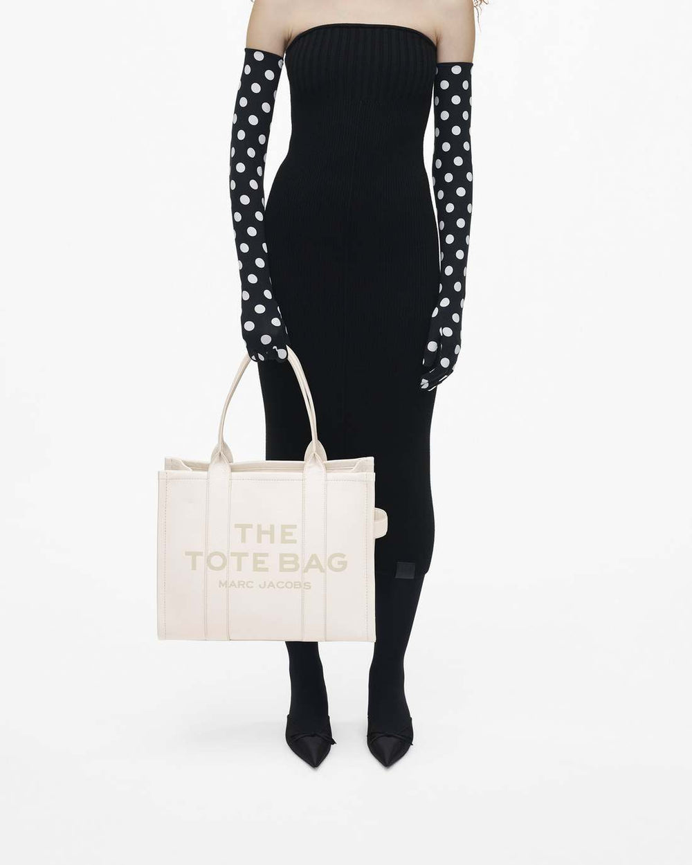 The Leather Large Tote Bag Cotton/Silver - Marc Jacobs