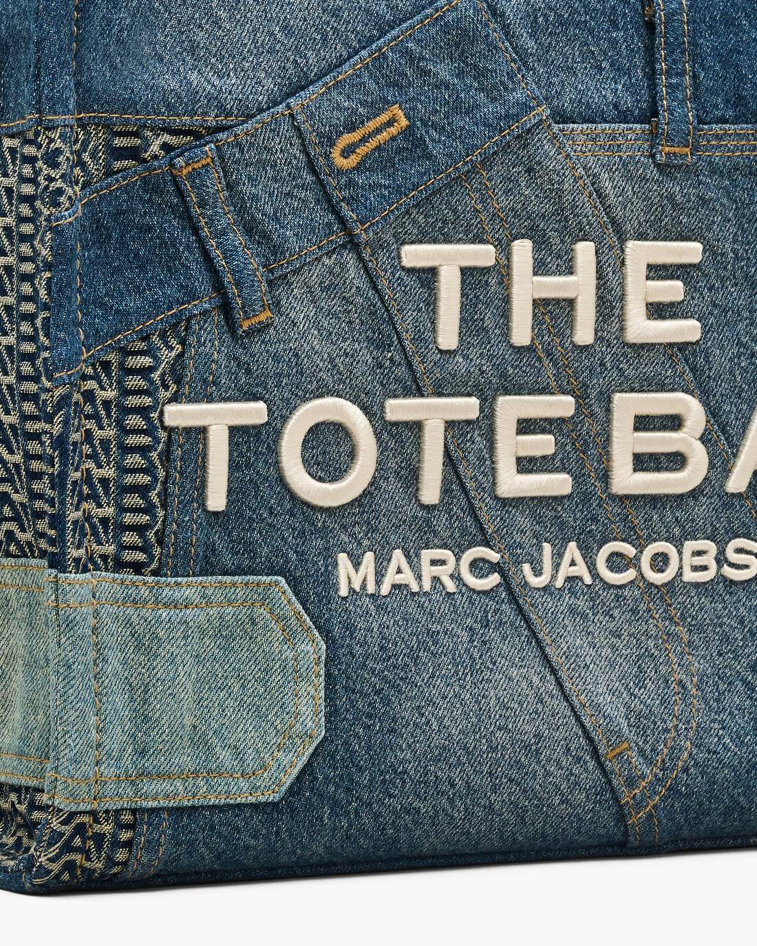 The Deconstructed Denim Medium Tote Bag Indigo Multi - Marc Jacobs