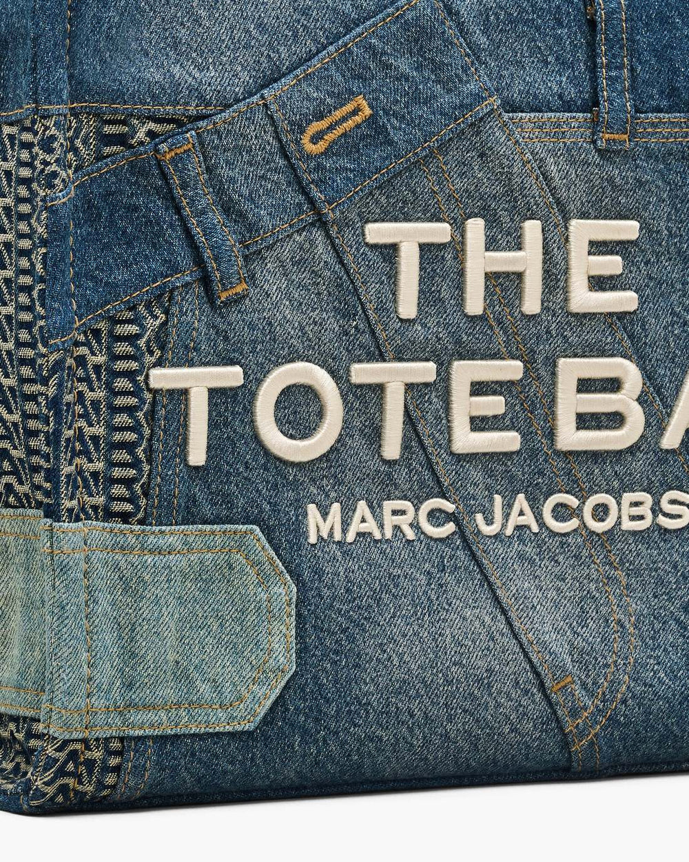 The Deconstructed Denim Medium Tote Bag Indigo Multi - Marc Jacobs