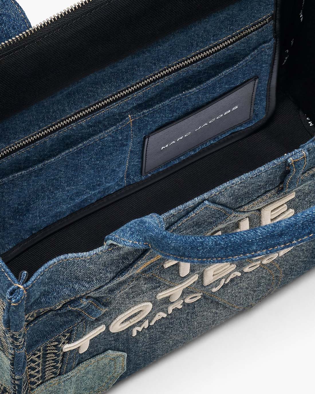 The Deconstructed Denim Medium Tote Bag Indigo Multi - Marc Jacobs