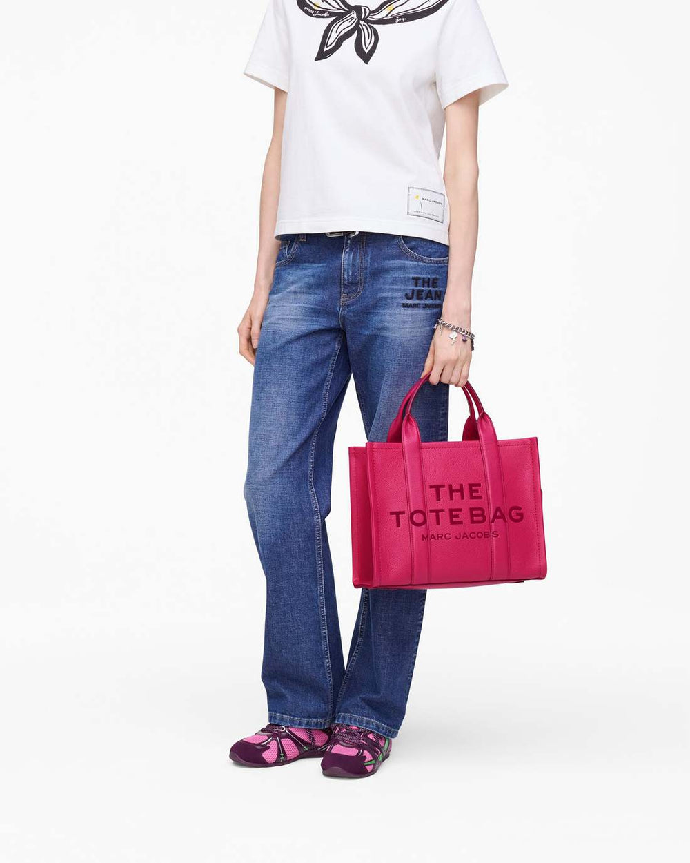 The Leather Medium Tote Bag Raspberry Pink - Marc Jacobs