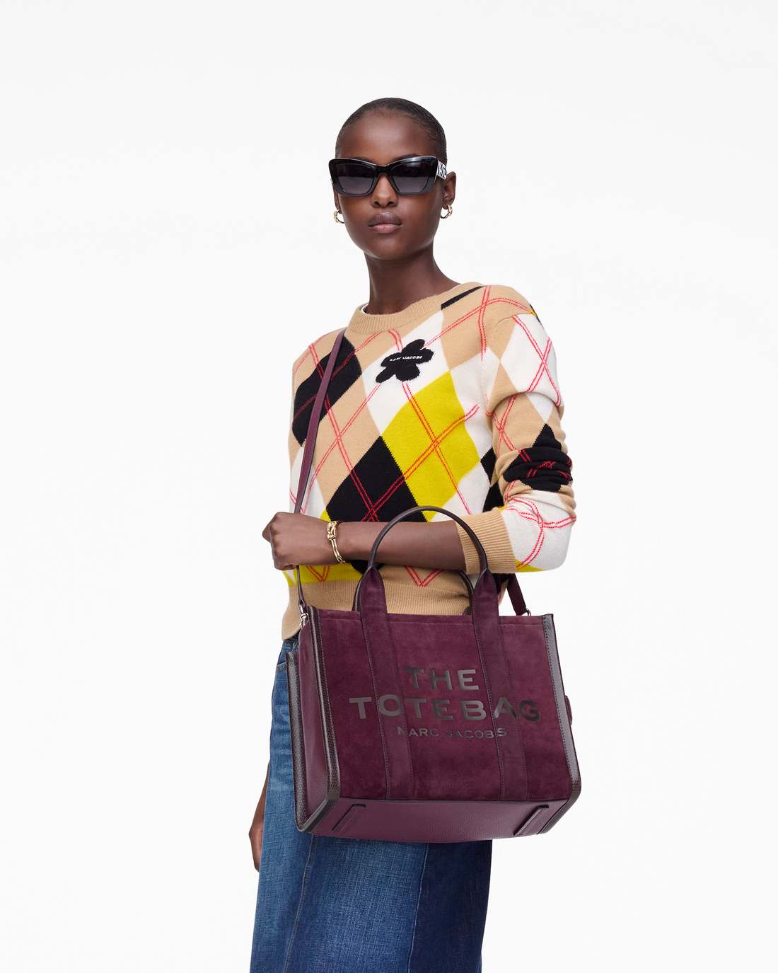 The Suede Medium Tote Bag Dark Plum - Marc Jacobs