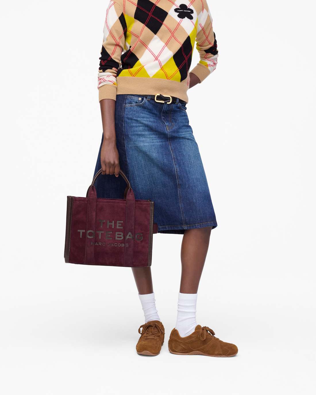 The Suede Medium Tote Bag Dark Plum - Marc Jacobs