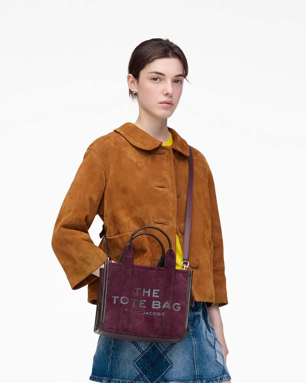 The Suede Small Tote Bag Dark Plum - Marc Jacobs