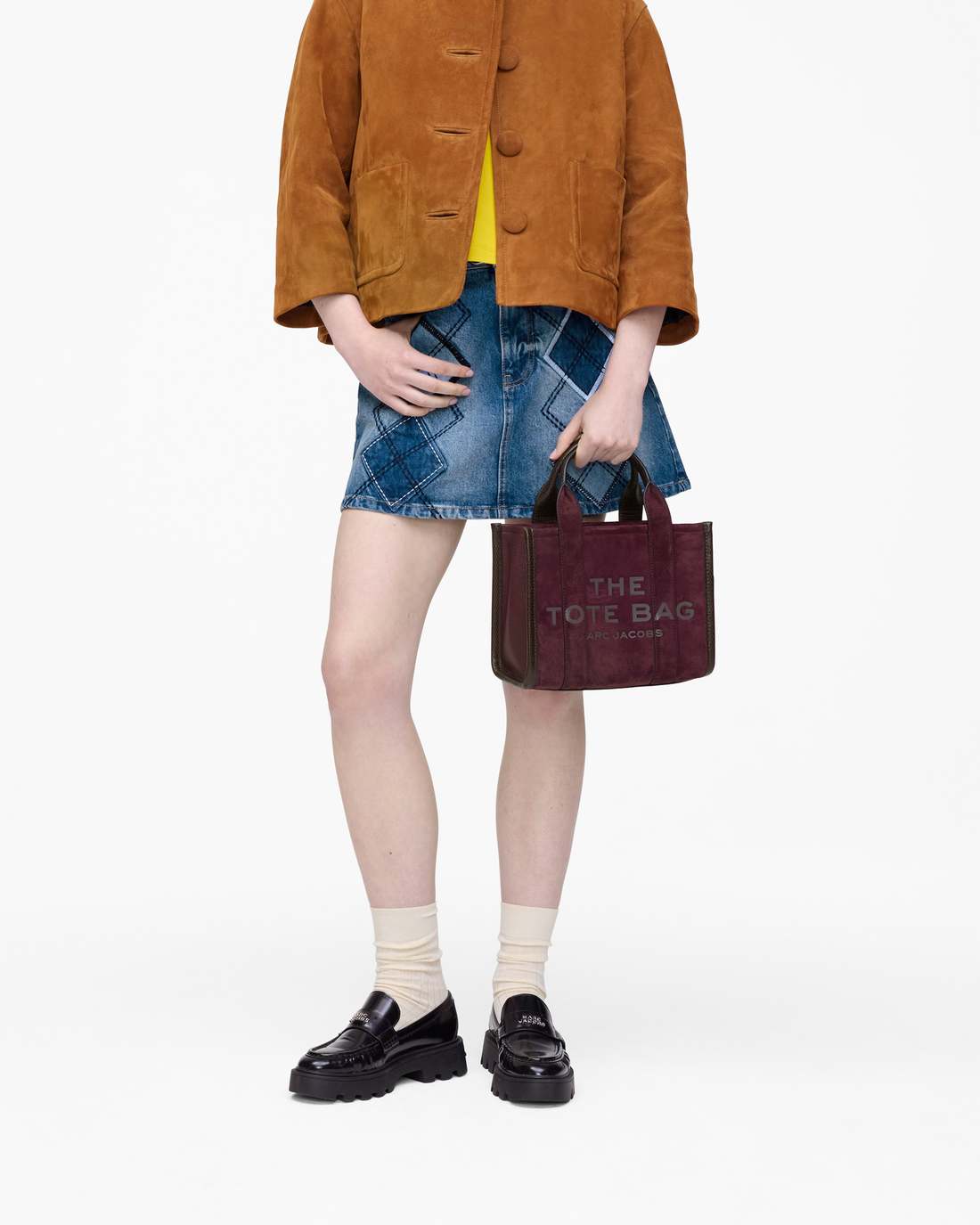The Suede Small Tote Bag Dark Plum - Marc Jacobs