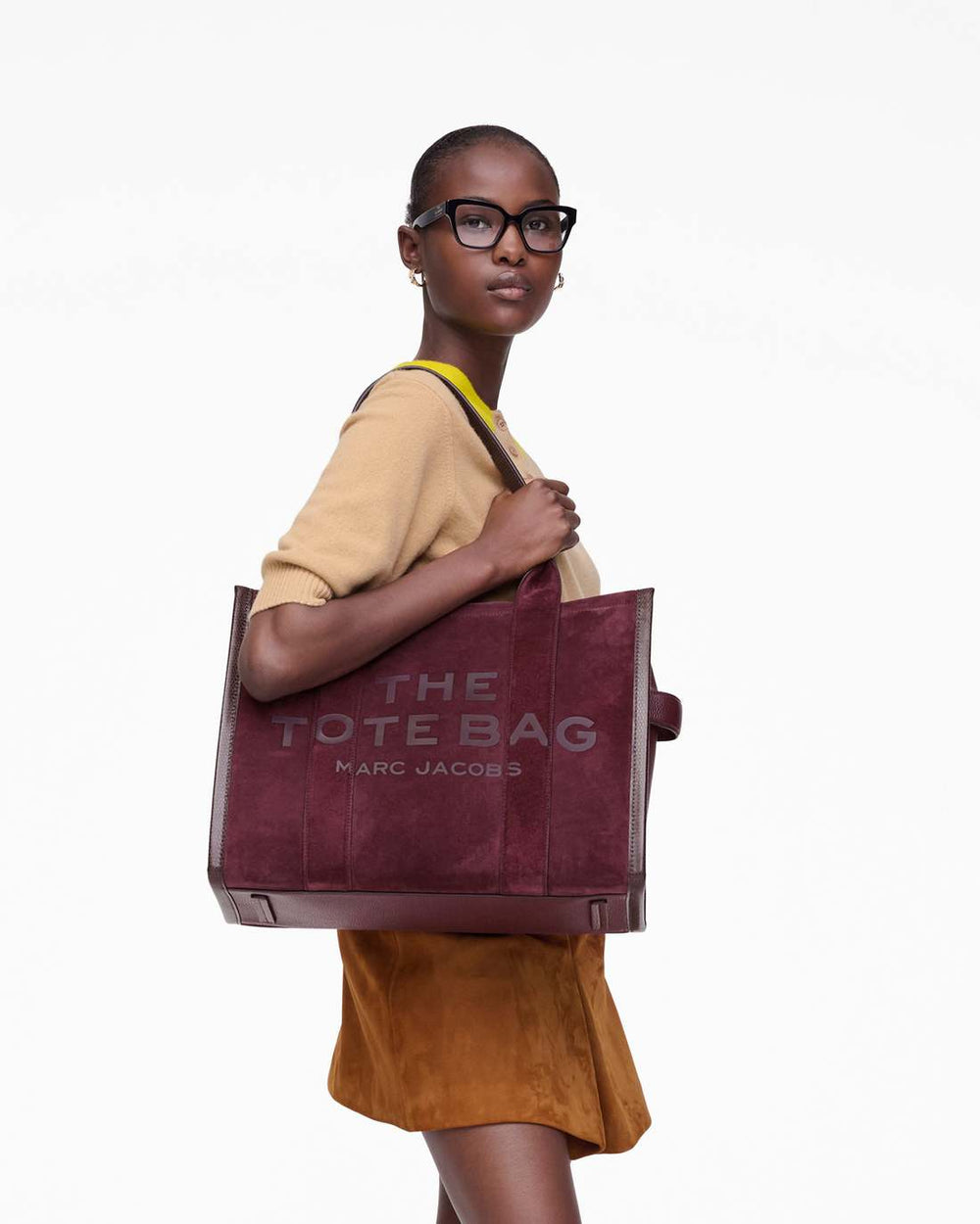 The Suede Large Tote Bag Dark Plum - Marc Jacobs