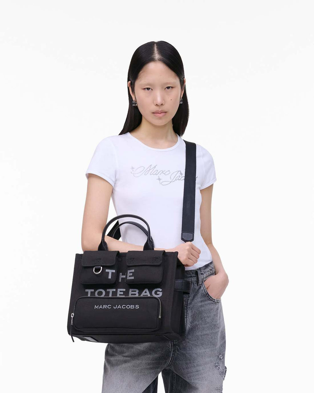 The Cargo Canvas Medium Tote Bag Black - Marc Jacobs