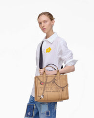 The Trompe L'Oeil Charm Canvas Medium Tote Bag Camel Multi - Marc Jacobs