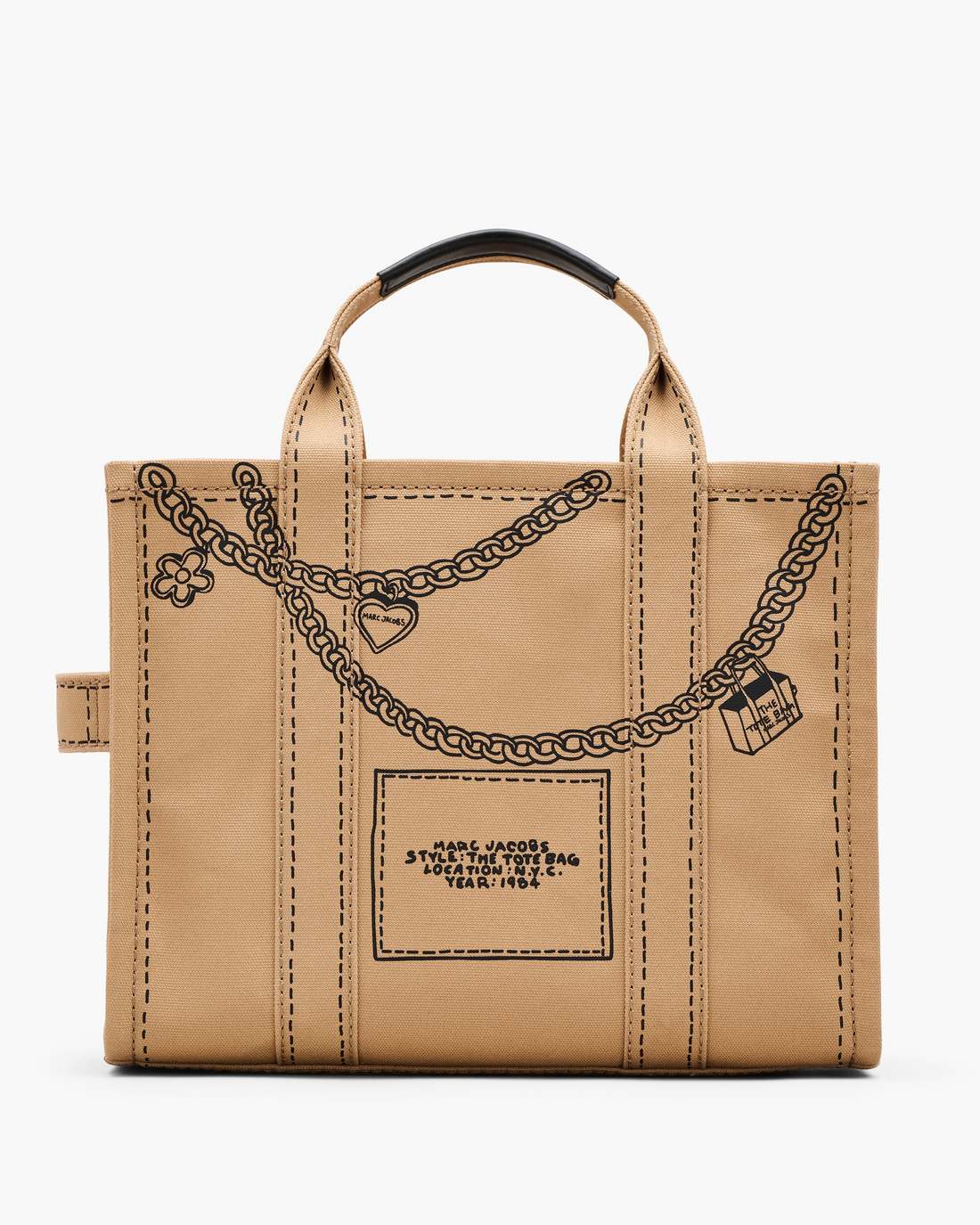 The Trompe L'Oeil Charm Canvas Medium Tote Bag Camel Multi - Marc Jacobs
