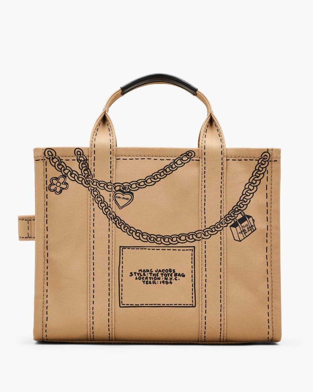 The Trompe L'Oeil Charm Canvas Medium Tote Bag Camel Multi - Marc Jacobs