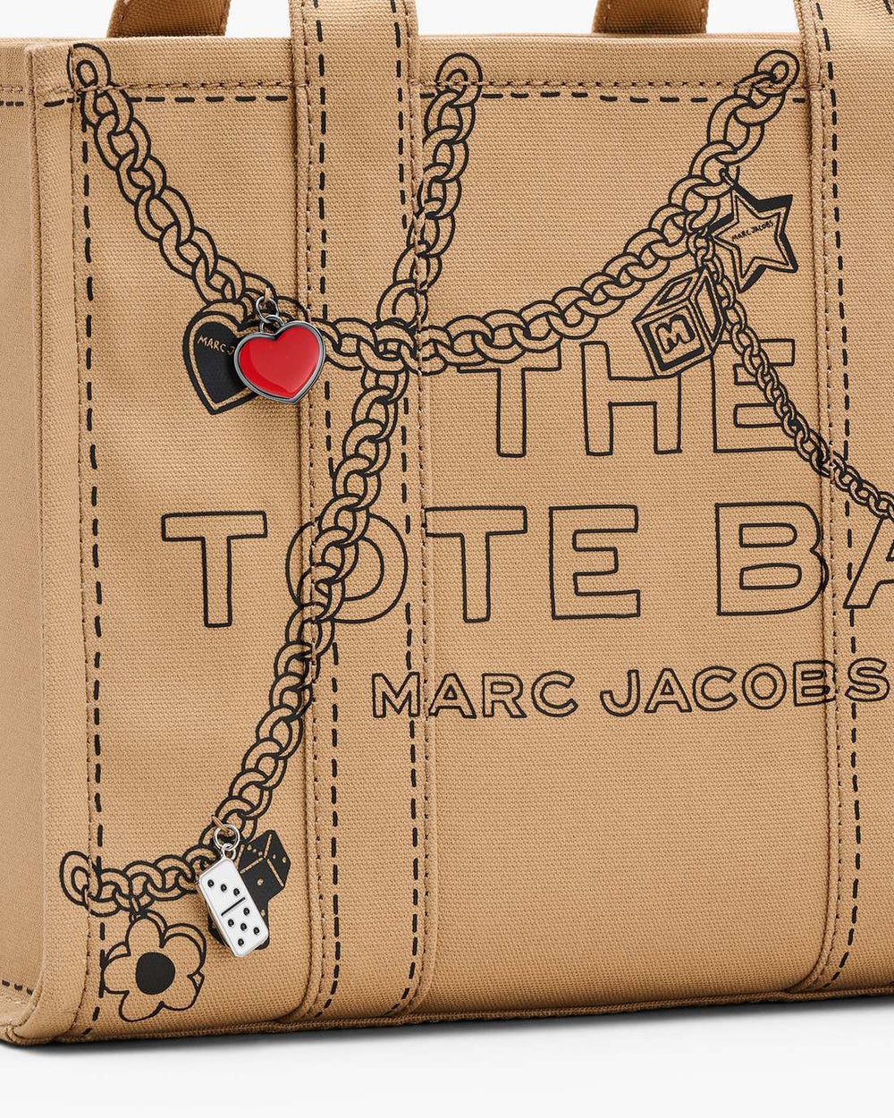 The Trompe L'Oeil Charm Canvas Medium Tote Bag Camel Multi - Marc Jacobs