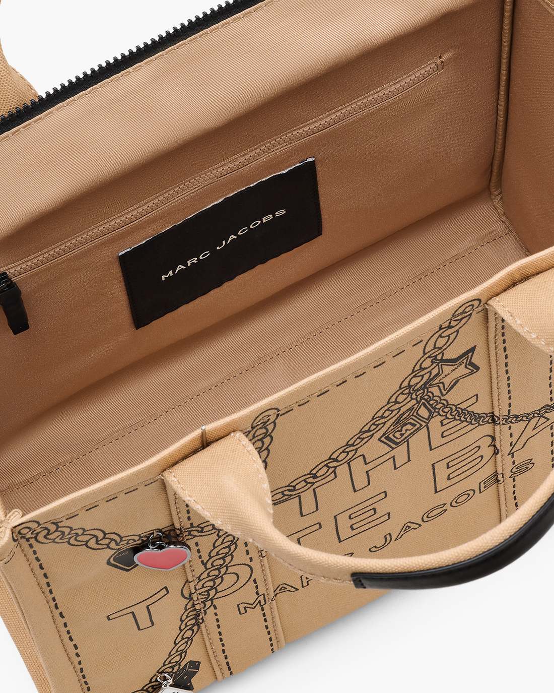 The Trompe L'Oeil Charm Canvas Medium Tote Bag Camel Multi - Marc Jacobs