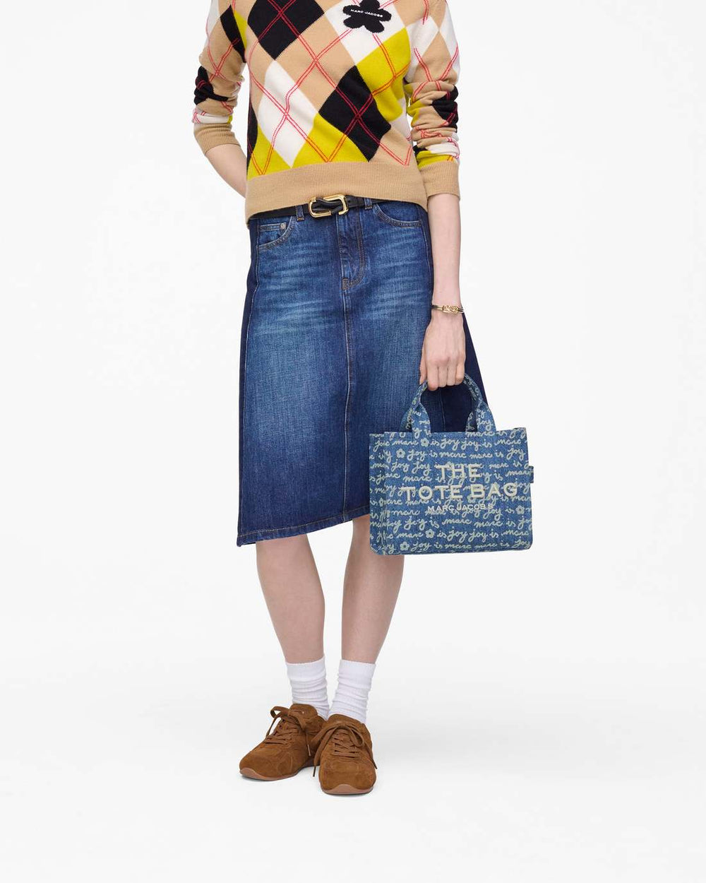 The Joy Denim Small Tote Bag Indigo Multi - Marc Jacobs